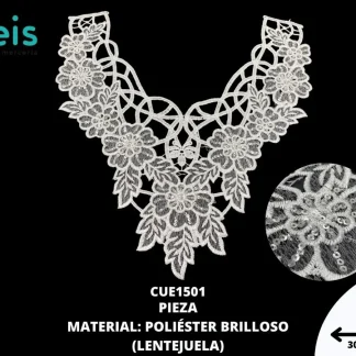 CUELLO TULL LENTEJUELA SIN PIEDRAS 25 PZ/PQT CUE1501 BLANCO