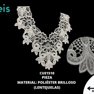 CUELLO TULL LENTEJUELA SIN PIEDRA 25 PZ/PQT CUE1510 BLANCO
