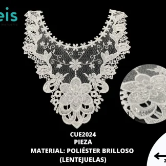 CUELLO TULL LENTEJUELA SIN PIEDRA 25 PZ/PQT CUE2024 BLANCO