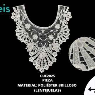 CUELLO TULL LENTEJUELA SIN PIEDRAS 25 PZ/PQT CUE2025 BLANCO