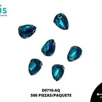 REMACHES METAL PIEDRA COSTURA GOTA D0710-AQ 7mmX10mm 500 PZ/PQT AQUA