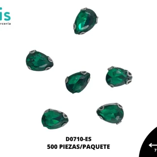 REMACHES METAL PIEDRA COSTURA GOTA D0710-ES 7mmX10mm 500 PZ/PQT ESMERALDA