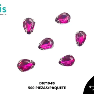 REMACHES METAL PIEDRA COSTURA GOTA D0710-FS 7mmX10mm 500 PZ/PQT FUCSIA