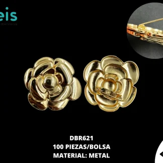 PRENDEDOR METALICO FLOR DORADO 100 PZ/PQT