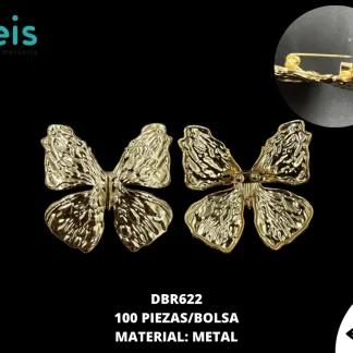 PRENDEDOR METALICO MARIPOSA DORADO 100 PZ/PQT