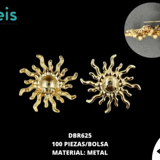 PRENDEDOR METALICO SOL PEQUEÑO DORADO 100 PZ/PQT
