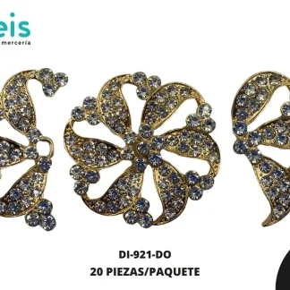 HERRAJE FLOR ESPIRAL 5 CM CON PEDRERIA 20 PZ/PQT DORADO