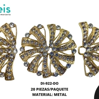 HERRAJE CIRCULAR CON PEDRERIA 5 CM 20 PZ/PQT DORADO