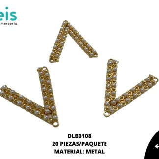 HERRAJE V CON PERLA DLB0108 20 PZ/PQT DORADO