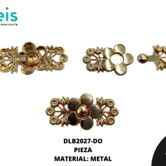 BOTON METAL BROCHE FLOR DLB2027-DO 3cmX2cm DORADO