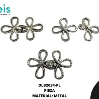 BOTON METAL BROCHE FLOR DLB2034-PL 4cmX2.5cm PLATA