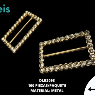 HEBILLA RECTANGULAR DLB2093 4CM DORADO/CRISTAL 100U/PQT