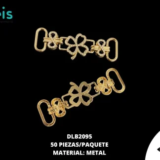 BOTON METAL BROCHE TREBOL DLB2095 7cmX2cm DORADO