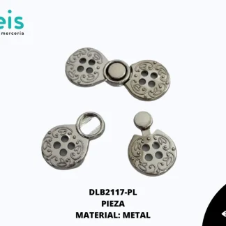 BOTON METAL BROCHE DLB2117-PL 4cmX1.5cm PLATA