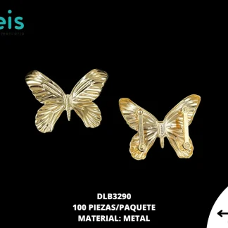 HERRAJE METAL MARIPOSA DORADO 100PZ/PQ DLB3290