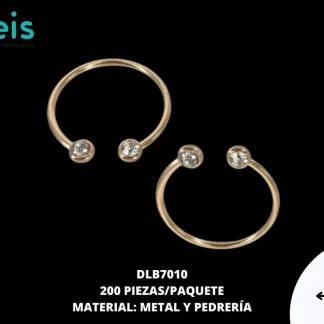 HERRAJE MEDIA ARGOLLA CON PIEDRA 4.5CM METALICO DORADO