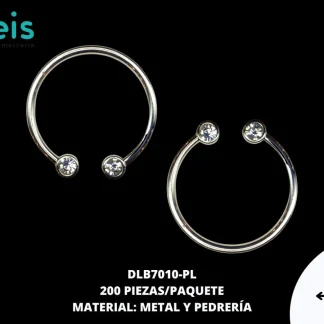 HERRAJE MEDIA ARGOLLA CON PIEDRA 4.5CM METALICO PLATA