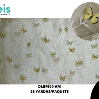 TELA ORGANZA MARIPOSAS 3D REF: DLF900 AMARILLO