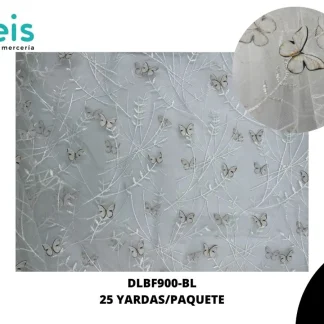 TELA ORGANZA MARIPOSAS 3D REF: DLF900 BLANCO