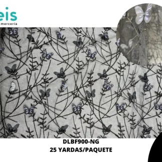 TELA ORGANZA MARIPOSAS 3D REF: DLF900 NEGRO