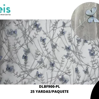 TELA ORGANZA MARIPOSAS 3D REF: DLF900 PLATA