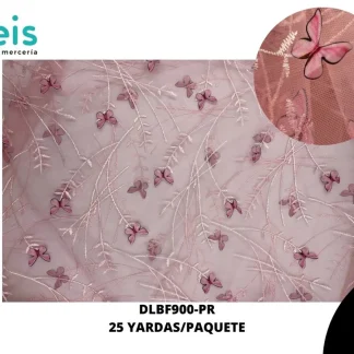 TELA ORGANZA MARIPOSAS 3D REF: DLF900 PALO DDE ROSA