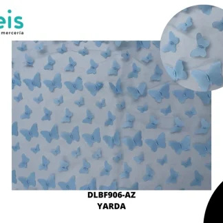 TELA ORGANZA MARIPOSAS REF: DLF906 AZUL