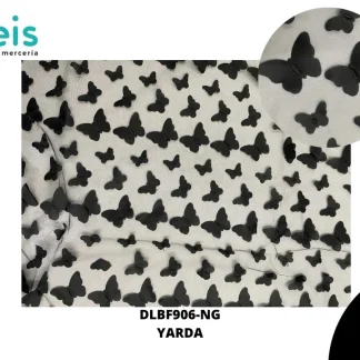 TELA ORGANZA MARIPOSAS REF: DLF906 NEGRO