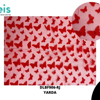 TELA ORGANZA MARIPOSAS REF: DLF906 ROJO