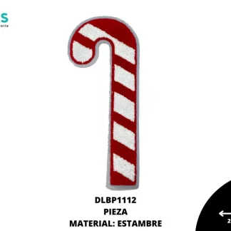 PARCHES BORDADOS Y ESTAMBRE NAVIDEÑO BASTON DE DULCE DLBP1112 21cmX25cm BLANCO/ROJO