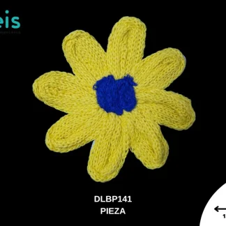 PARCHES BORDADOS Y ESTAMBRE FLOR TEJIDA CENTRO AZUL DLBP141 13cmX13cm AMARILLO