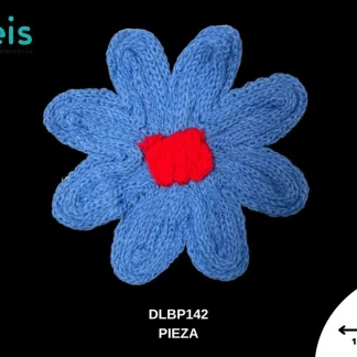 PARCHES BORDADOS Y ESTAMBRE FLOR TEJIDA CENTRO ROJO DLBP142 13cmX13cm AZUL