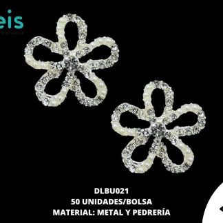 BOTON PLASTICO PATA DECORADOS FLOR DLBU021 20mm 50 PZ/PQT PLATA