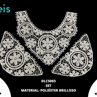 CUELLOS POLIESTER BRILLOSO SET FLOR DLCS003 BLANCO