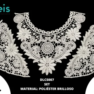CUELLOS POLIESTER BRILLOSO SET FLOR DLCS007 BLANCO