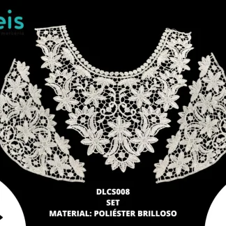 CUELLOS POLIESTER BRILLOSO SET FLOR DLCS008 BLANCO