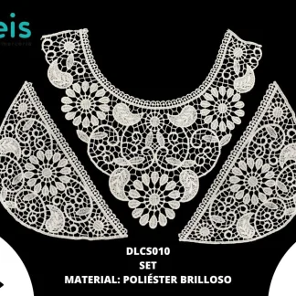 CUELLOS POLIESTER BRILLOSO SET FLOR DLCS010 BLANCO