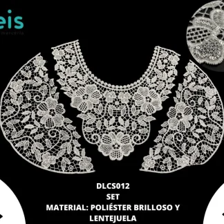 CUELLOS POLIESTER BRILLOSO SET FLOR DLCS012 BLANCO