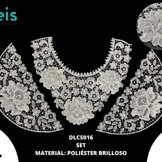 CUELLOS POLIESTER BRILLOSO SET FLOR DLCS016 BLANCO