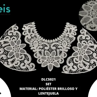CUELLOS POLIESTER BRILLOSO SET FLOR DLCS021 BLANCO