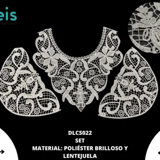 CUELLOS POLIESTER BRILLOSO SET FLOR DLCS022 BLANCO
