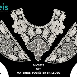 CUELLOS POLIESTER BRILLOSO SET FLOR DLCS025 BLANCO