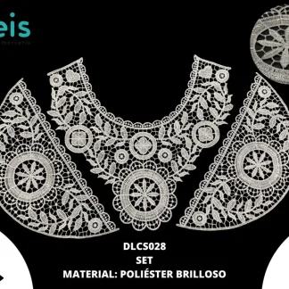 CUELLOS POLIESTER BRILLOSO SET FLOR DLCS028 BLANCO