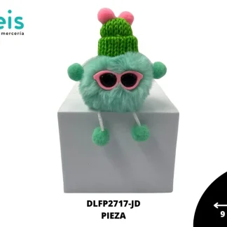 MINI PELUCHE POMPON CON LENTES Y GORRO DLFP2717 JADE