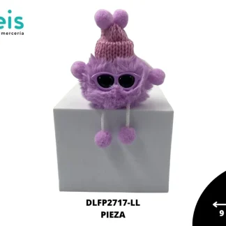 MINI PELUCHE POMPON CON LENTES Y GORRO DLFP2717 LILA