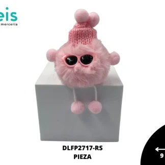 MINI PELUCHE POMPON CON LENTES Y GORRO DLFP2717 ROSA