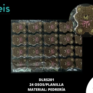 PLANILLA OSO SENTADO 24 PZS MOÑO ROSA 6.6X5.2 CM DLRS201