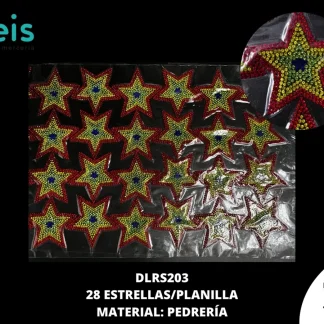 PLANILLA PEDRERIA ESTRELLA 28 PZS 4 COLORES 6.4X6.4 CM DLRS203