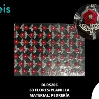 PLANILLA PEDRERIA FLOR 63/PZS ROJA CON TALLO DLRS206