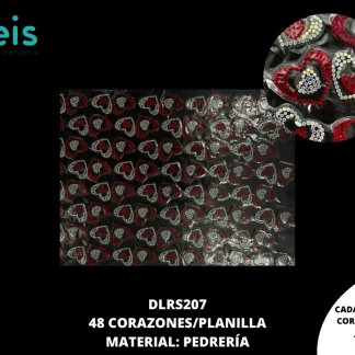 PLANILLA PEDRERIA CORAZONES 48/PZS ROJO/BLANCO DLRS207